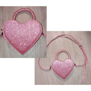 Pink glitter heart purse